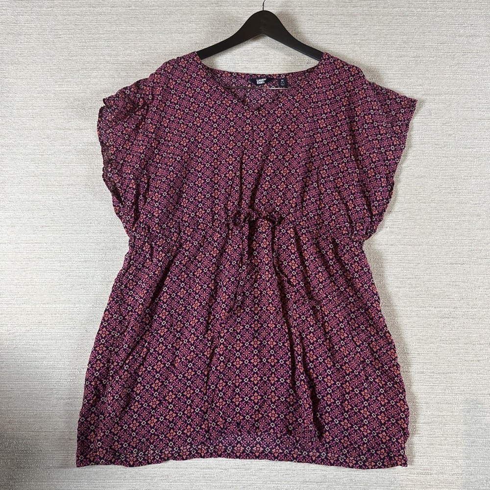 Lands End Swim Cover Up Womens Medium Purple Pink Boho Beach Dress Lightweight